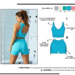 Bo+Tee Blue Racer Back Crop Top and Shorts Set